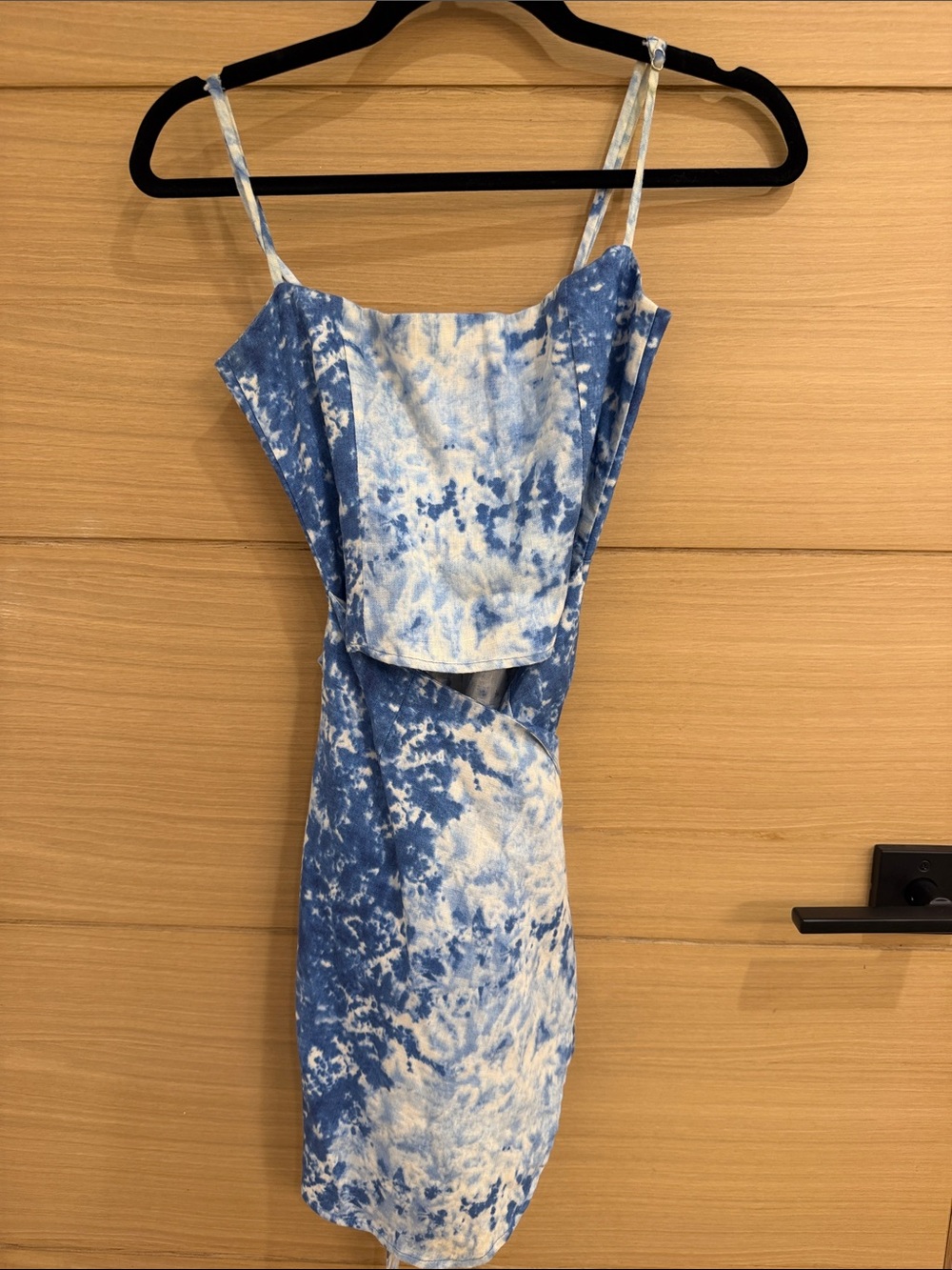 Reformation Blue and White Tie-Dye Slip Mini Dress